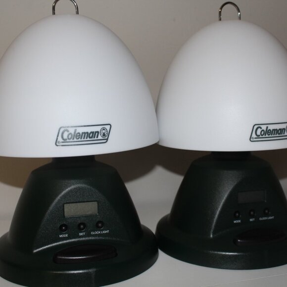 (2X) Vintage Coleman Table Lamp Lantern Alarm Clock #5372-700 Camping RV Battery - Picture 1 of 3